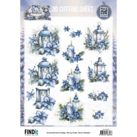 3D Cutting Sheet - Berries Beauties - Blue Christmas - Christmas Lanterns CD12509