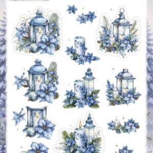 3D Pushout Sheet - Berries Beauties - Blue Christmas - Christmas Lanterns SB11158