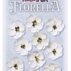 FLORELLA Bloemen uit moerbijpapier, 2,5 cm, wit, buidel met 10 st 3866 011