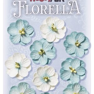 FLORELLA Bloemen uit moerbijpapier, 2,5 cm, lichtblauw, buidel met 10 st 3866 013