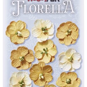 FLORELLA Bloemen uit moerbijpapier, 2,5 cm, geel, buidel met 10 st 3866 014