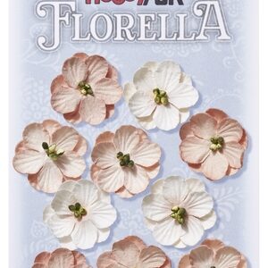 FLORELLA Bloemen uit moerbijpapier, 2,5 cm, rozenhout, buidel met 10 st 3866 016