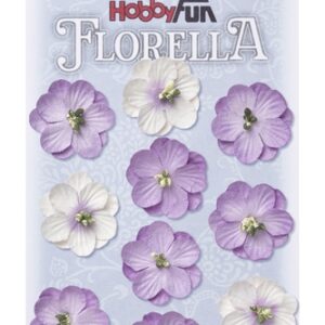 FLORELLA Bloemen uit moerbijpapier, 2,5 cm, lavendel, buidel met 10 st 3866 043
