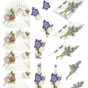 CD10668 3D Knipvel - Precious Marieke - Flowery - Flower gift met drie 3D aquareltekeningen met prachtige bloemen.