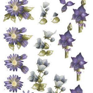 CD10669 3D Knipvel - Precious Marieke - Flowery - Mixed flowers met drie 3D aquareltekeningen met prachtige bloemen.