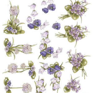 CD10671 3D Knipvel - Precious Marieke - Flowery - Field flowers met drie 3D aquareltekeningen met prachtige bloemen.
