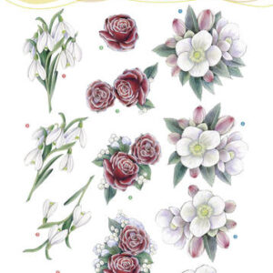 3D Knipvel - Jeanines Art - Winterbloemen CD10807
