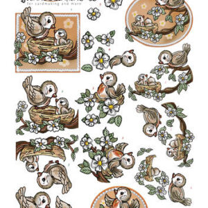 3D Knipvel - Yvonne Creations - Oranje vogeltjes CD10725