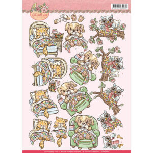 3D Knipvel - yvonne creations - Get Well Soon - ill animals Yvonne Creations CD10900