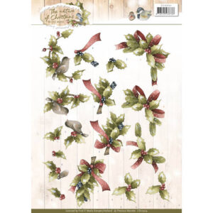 3D Knipvel - Precious Marieke - The Nature of Christmas - Christmas Holly Card Deco CD10904