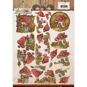 3D Knipvel - Yvonne Creations - Autumn Colors - Mushrooms Houses Yvonne Creations CD10949