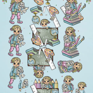 CD10991 Knipvel Yvonne Creations Puk en Floortje - School