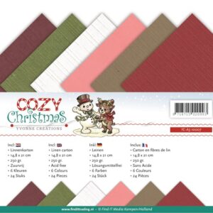 Cozoy Christmas linnen karton 14.8 x 21 cm 6 kl 24 st YC-A5-10007