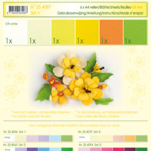 Flower foam assortment Set 4, 6 sheets A4 0.8mm. yellow colours incl. instructions. 25.4087