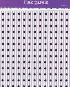 Plak Parels Zwart 3mm 195 stuks op een kaartje- self adhesives 1452-006