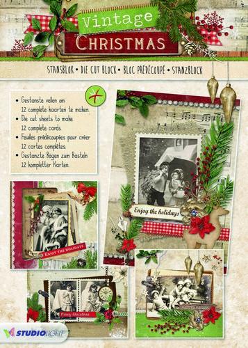 Studio Light Stansblok A4 12 scheets Vintage Chrismas nr 56