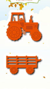 6002/0796 Snij-embosstencil - At- the farm -Tractor, Huifkar & Hek