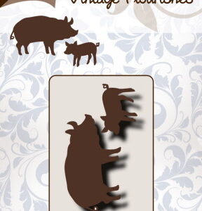 6003/0078 Snijstencil - Vintage flourishes - Varkens 2st