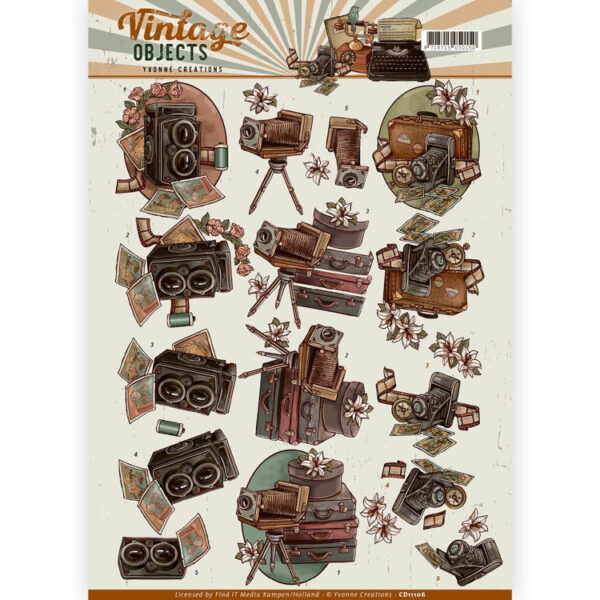 3D Knipvel - Yvonne Creations - Vintage Cameras cd11106