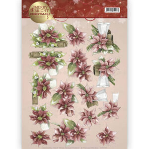 3D knipvel - Precious Marieke - Merry and Bright - Poinsettia in red CD11121