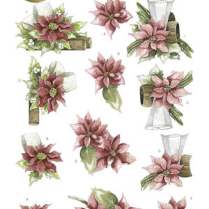 3D Push Out -SB10267 Precious Marieke - Merry and Bright Christmas - Poinsettia in Red Precious Marieke