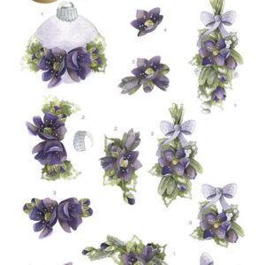 3D Push Out - Precious Marieke - Merry and Bright Christmas - Bouquets in Purple Precious Marieke SB10269