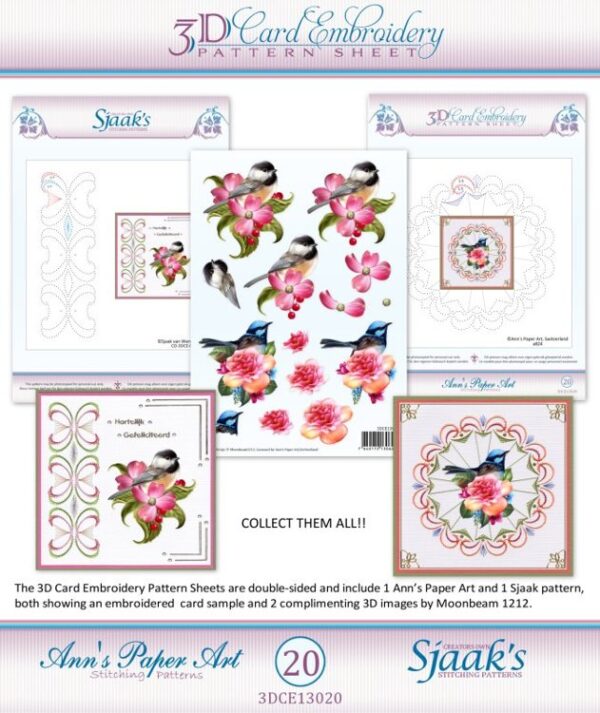 3D knipvel - Ann's Paperart - 3D Card Embroidery Pattern Sheet #20 with Ann & Sjaak