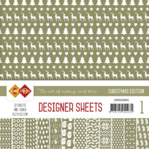 Card Deco - Designer Sheets - Christmas Edition - olijfgroen Card Deco CDDSOG001
