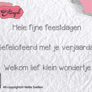 DTCS015 Clear stamps Dutch texts Feestdagen, verjaardag,geboorte 76x36mm
