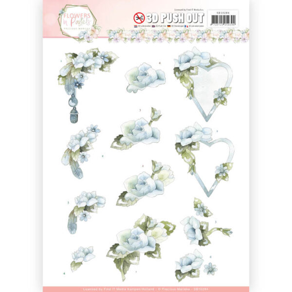 3D Pushout - Precious Marieke - Flowers in Pastels - Blue Dreams  SB10284