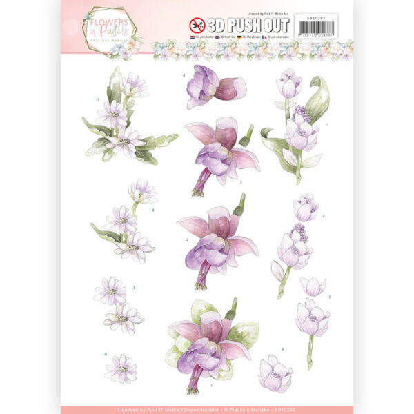 3D Pushout - Precious Marieke - Flowers in Pastels - Lilac Mist  SB10283