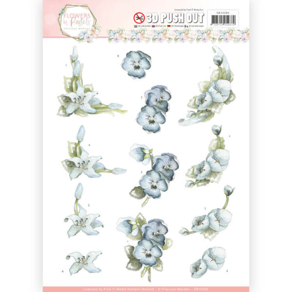 3D Pushout - Precious Marieke - Flowers in Pastels - True Blue SB10282