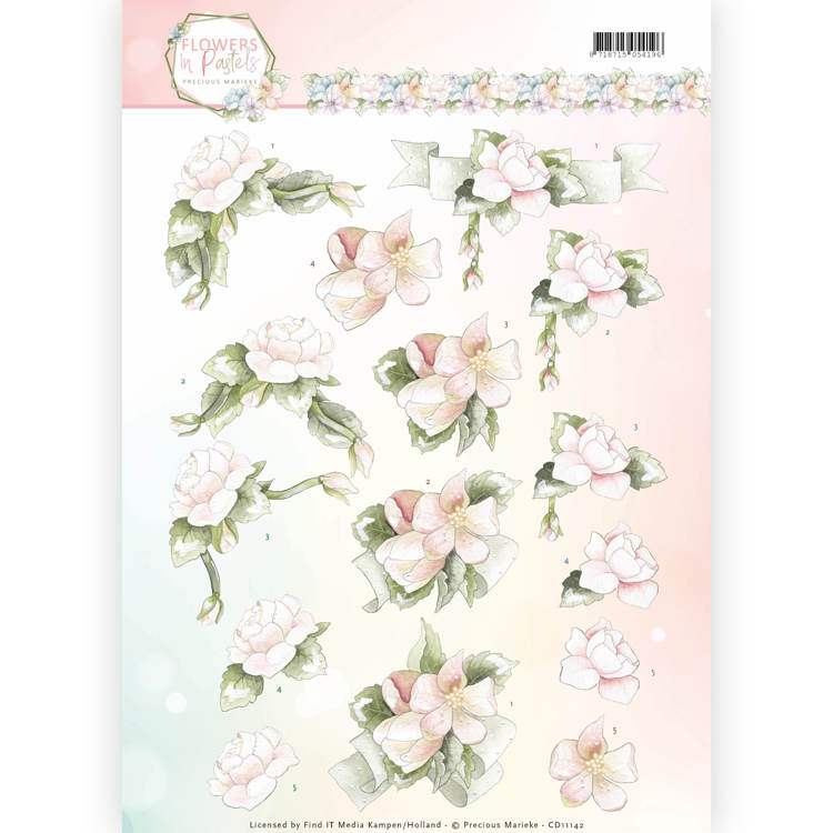 Precious MARIEKE 3D DECOUPAGE-PASTELLI credono in rosa per biglietti e Artigianato 