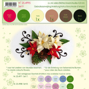Flower Foam Set 9, 6 sheets A4 0.8mm. brown-red-green colours incl. instructions.LCR25.4995