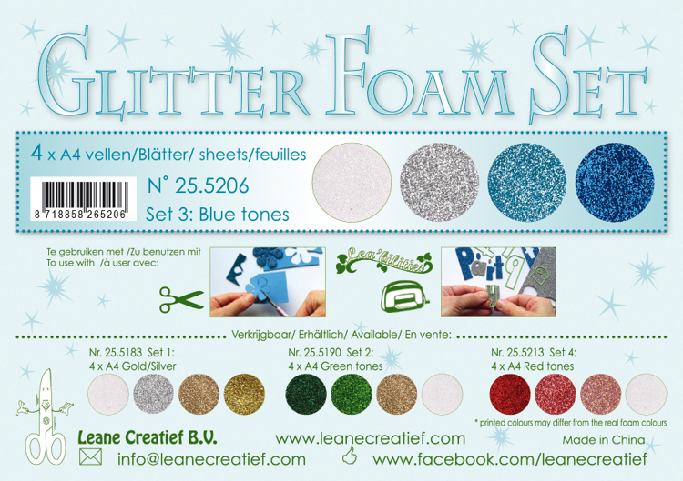 Leane Creatief 10 Glitter Foam Sheets A4 - Dark Blue