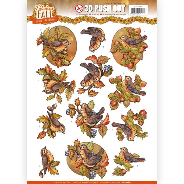 3D Push Out - Yvonne Creations - Fabulous Fall - Fall Birds  SB10289