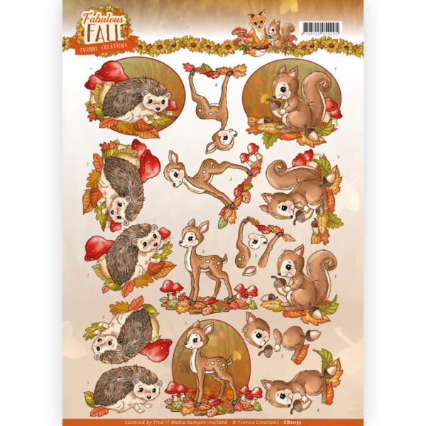 3D Knipvel - Yvonne Creations - Fabulous Fall - Fabulous Animals  CD11157