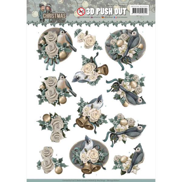3D Pushout - Amy Design - Christmas Wishes - Birds and Bells  SB10294-HJ16201