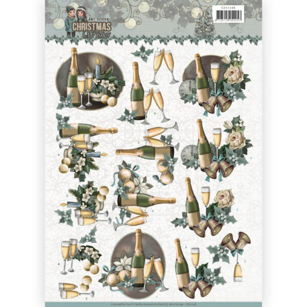 3D Knipvel - Amy Design - Christmas wishes - Happy New Year  CD11148