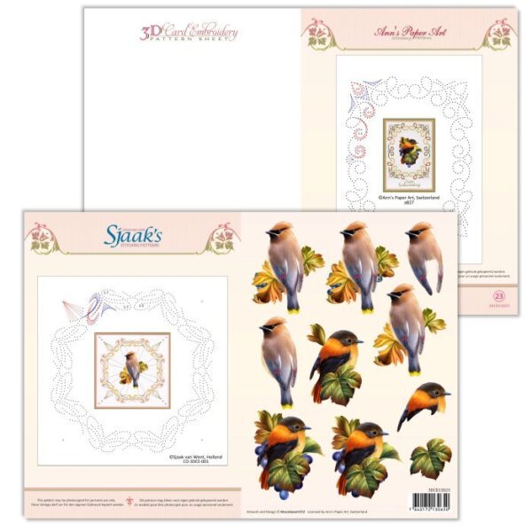 3D Card Embroidery Pattern Sheet #23 with Ann & Sjaak Ann's Paper Art 3DCE13023