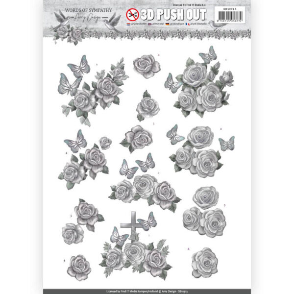 3D Pushout - Amy Design - Words of Sympathy - Sympathy Roses sb10313