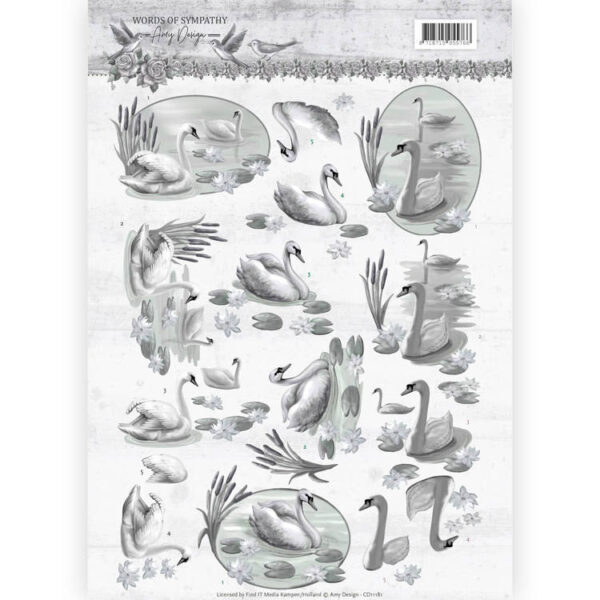 3D knipvel - Amy Design - Words of Sympathy - Sympathy Swans cd11181