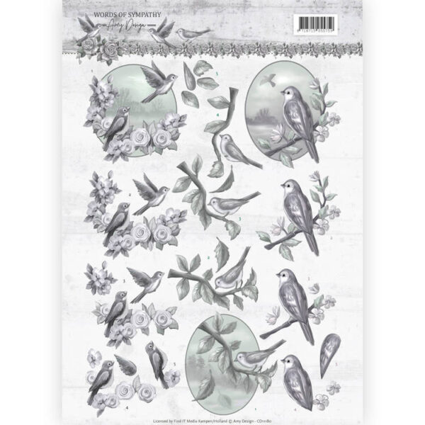 3D knipvel - Amy Design - Words of Sympathy - Sympathy Swallows