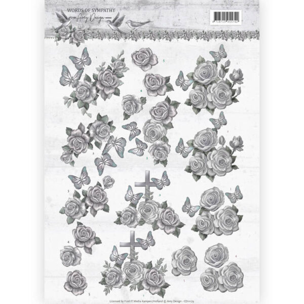3D knipvel - Amy Design - Words of Sympathy - Sympathy Roses cd11179