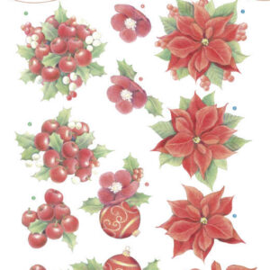 3D Knipvel - Jeanine's Art - Red Christmas Flowers CD10780