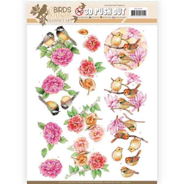 3D Pushout - Jeanine's Art - Birds and Flowers - Pink birds  SB10320