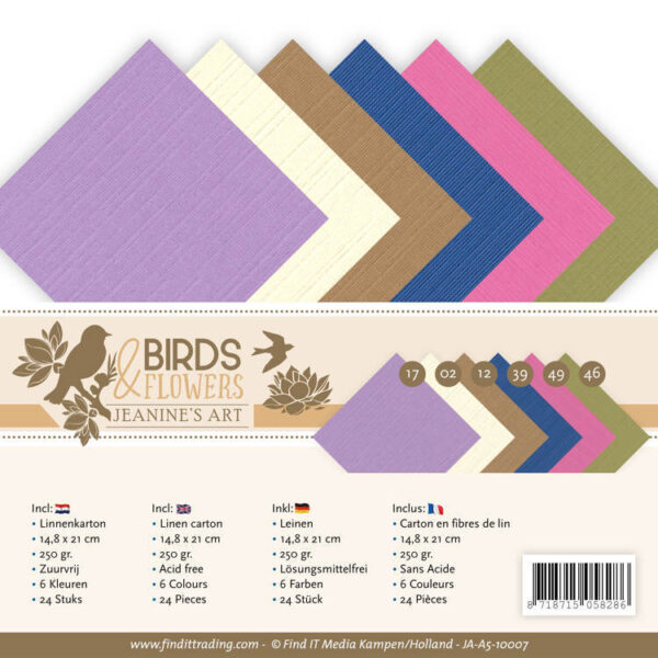 JA-A5-10007 Linnenpakket - A5 - Jeanine's Art - Birds and Flowers
