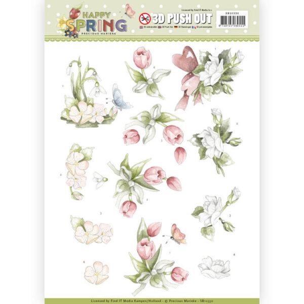 3D Pushout - Precious Marieke - Happy Spring - Happy Spring Flowers  SB10330