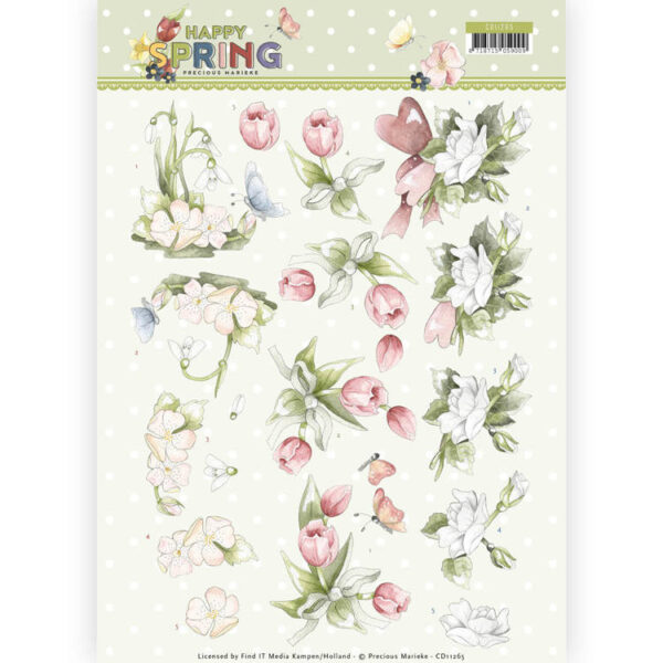 3D Knipvel - Precious Marieke - Happy Spring - Happy Spring Flowers Precious Marieke CD11265