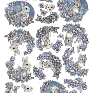 3D Knipvel - Yvonne Creations - Purple Flowers  CD11258